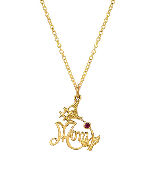 Show your love with the 14 Karat Yellow Gold and Ruby #1 Mom Pendant Necklace, 18". Featuring a ruby accent and delicate design, this elegant necklace is the perfect gift for that special mom.