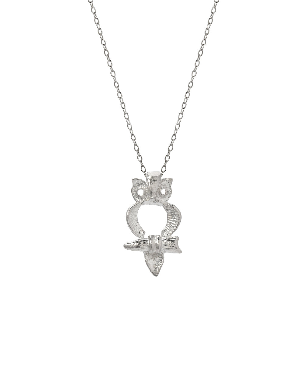 Sterling Silver Owl Pendant Necklace, 18"