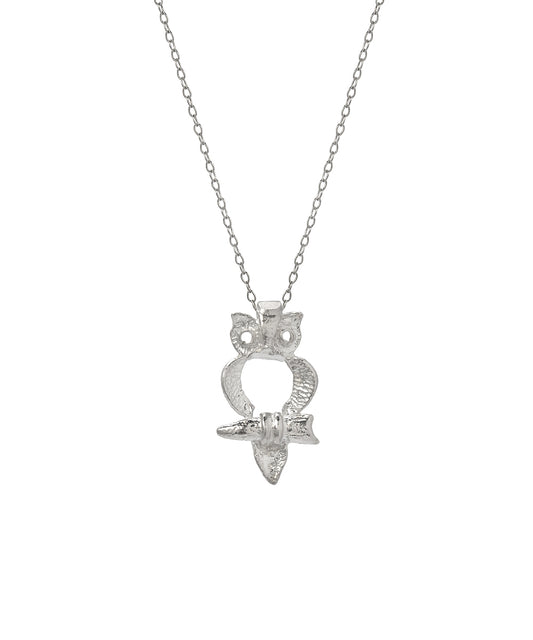 Sterling Silver Owl Pendant Necklace, 18"