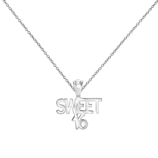 Sterling Silver Sweet 16 Pendant Necklace, 18"