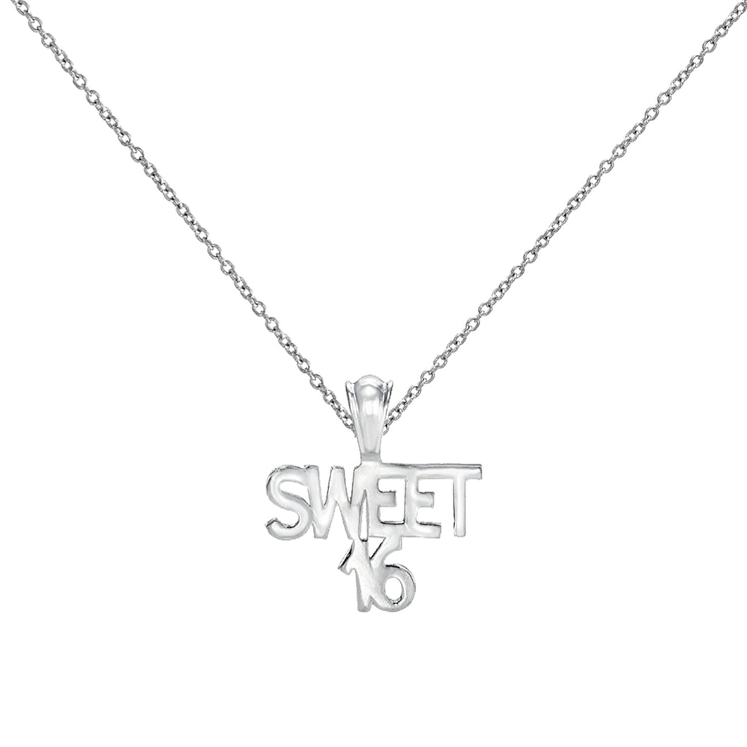 Sterling Silver Sweet 16 Pendant Necklace, 18