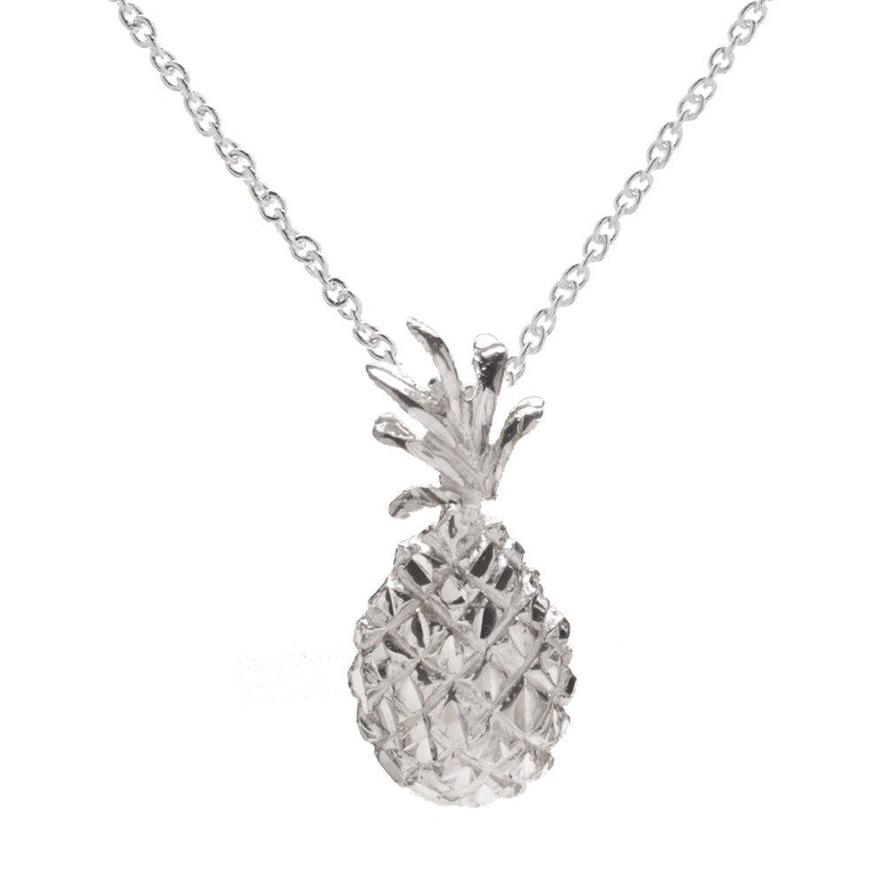 A stylish Sterling Silver Pineapple Pendant Necklace, crafted in 925 sterling silver.