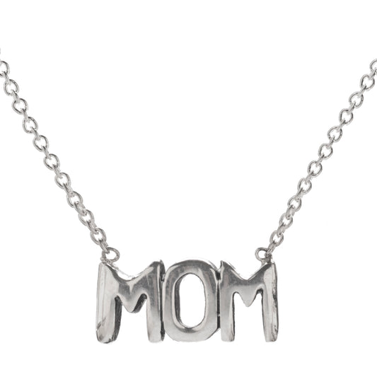 Sterling Silver MOM Necklace, 18"