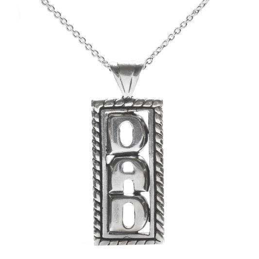 Sterling Silver Father's Day DAD Scroll Pendant Necklace, 18"
