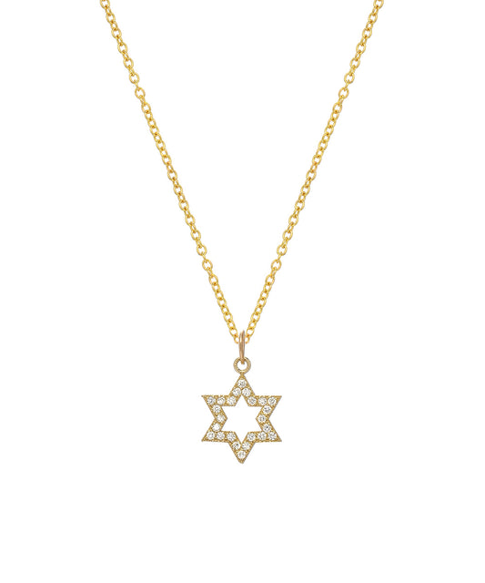 14KT Yellow Gold and Diamond 0.24 cttw Star of David Pendant Necklace, 18"