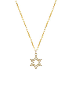 14KT Yellow Gold and Diamond 0.24 cttw Star of David Pendant Necklace, 18"