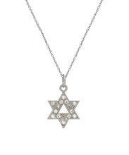 14KT Gold and Diamond Star of David Pendant Necklace, 18"