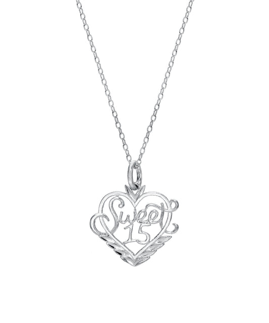 Sterling Silver Sweet 15 Pendant Necklace, 18"
