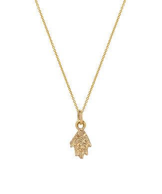 14 Karat Yellow Gold Hamsa Pendant Necklace, 18