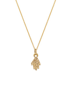 14 Karat Yellow Gold Hamsa Pendant Necklace, 18"