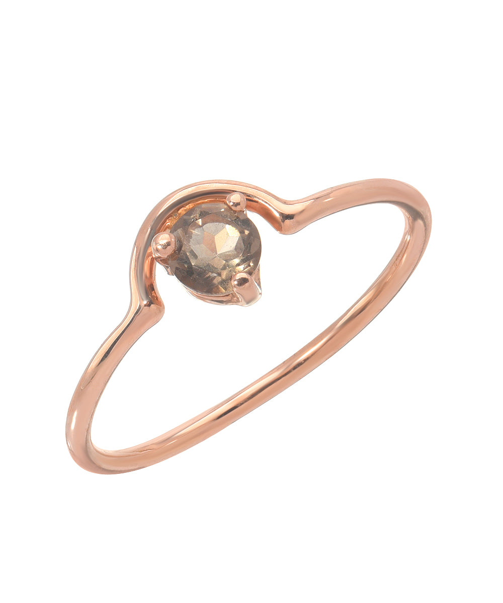 14KT Rose Gold Smokey Topaz Streak Ring 0.25 CT.
