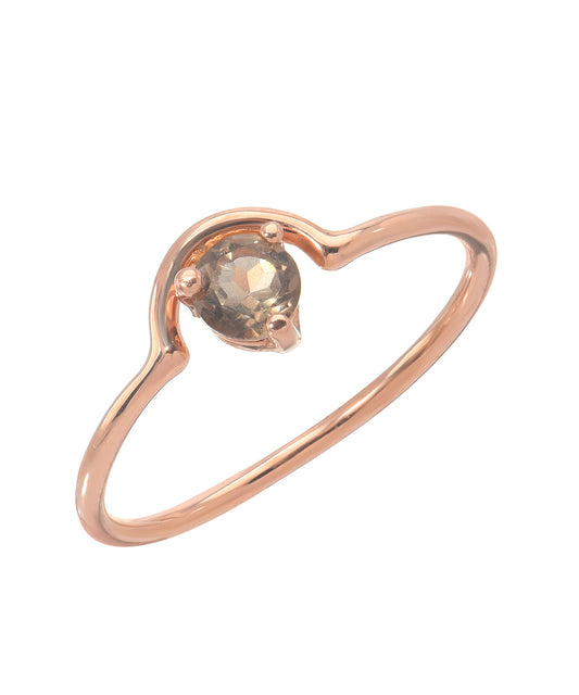 14KT Rose Gold Smokey Topaz Streak Ring 0.25 CT.