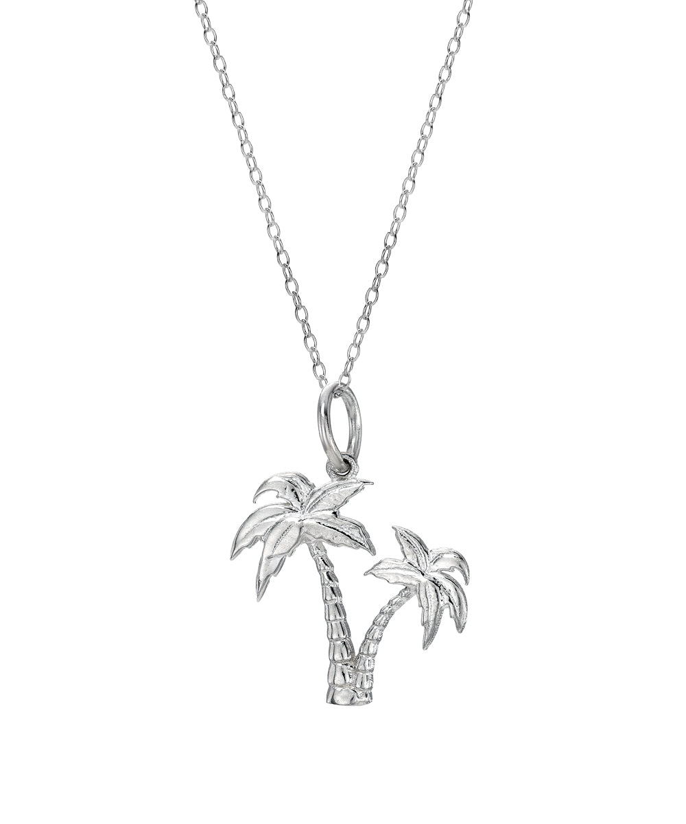 Sterling Silver Double Palm Pendant Necklace