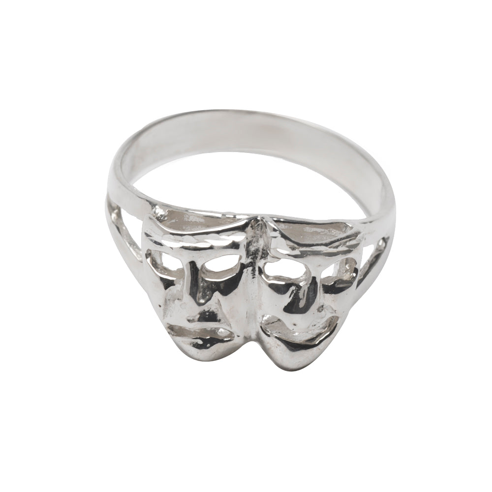 Sterling Silver Comedy Tragedy Mask Ring