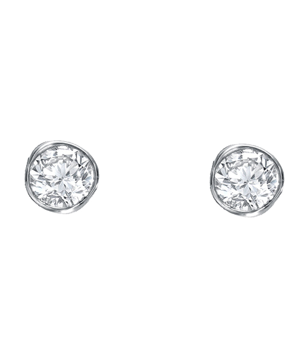 14KT Gold 3 mm Lab Grown Bezel Set Diamond Stud Earrings 0.22 CT