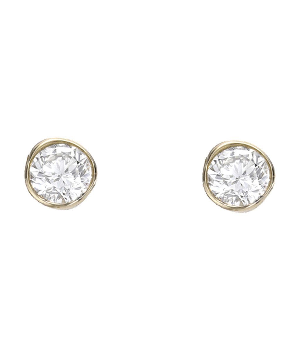 14KT Gold 3 mm Lab Grown Bezel Set Diamond Stud Earrings 0.22 CT