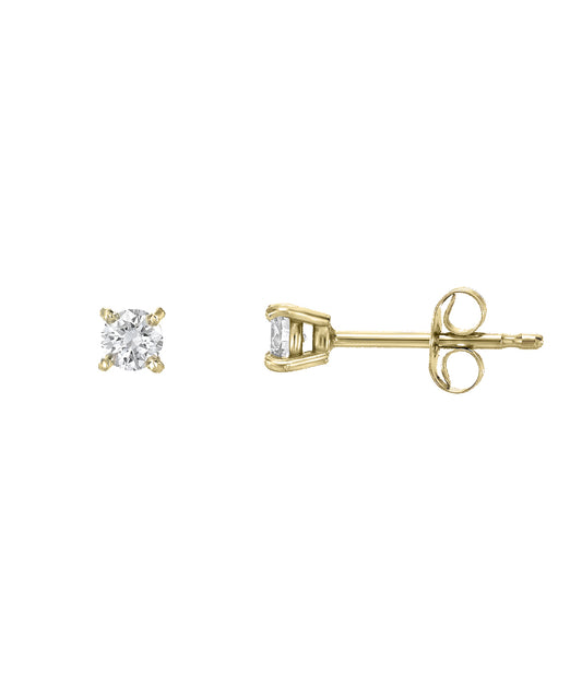 14KT Gold 3 mm Lab Grown Four Prong Basket Earring Studs 0.22 CT.