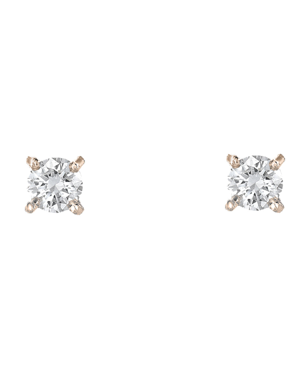 14KT Gold 3 mm Lab Grown Four Prong Basket Earring Studs 0.22 CT.
