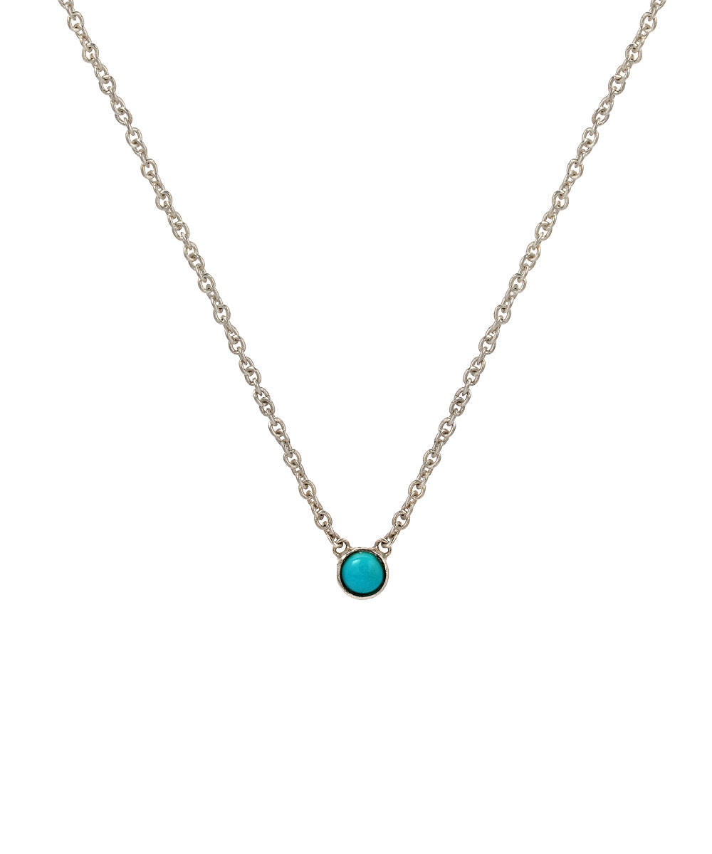 Sterling Silver 3 mm Bezel Set Turquoise Necklace, 16" Pendant Necklace
