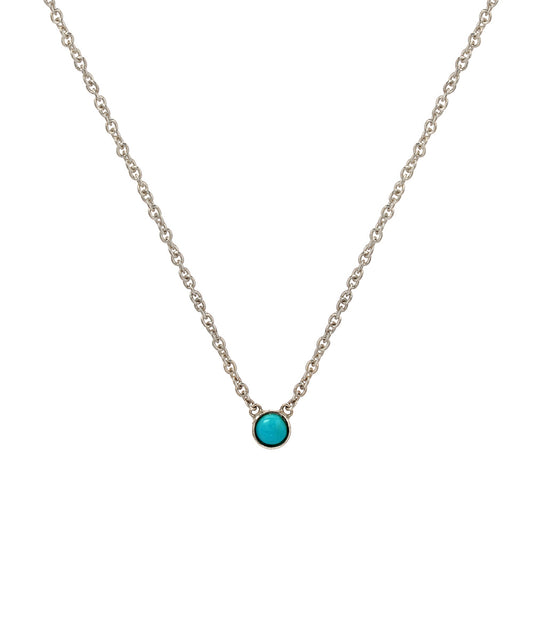 Sterling Silver 3 mm Bezel Set Turquoise Necklace, 16"