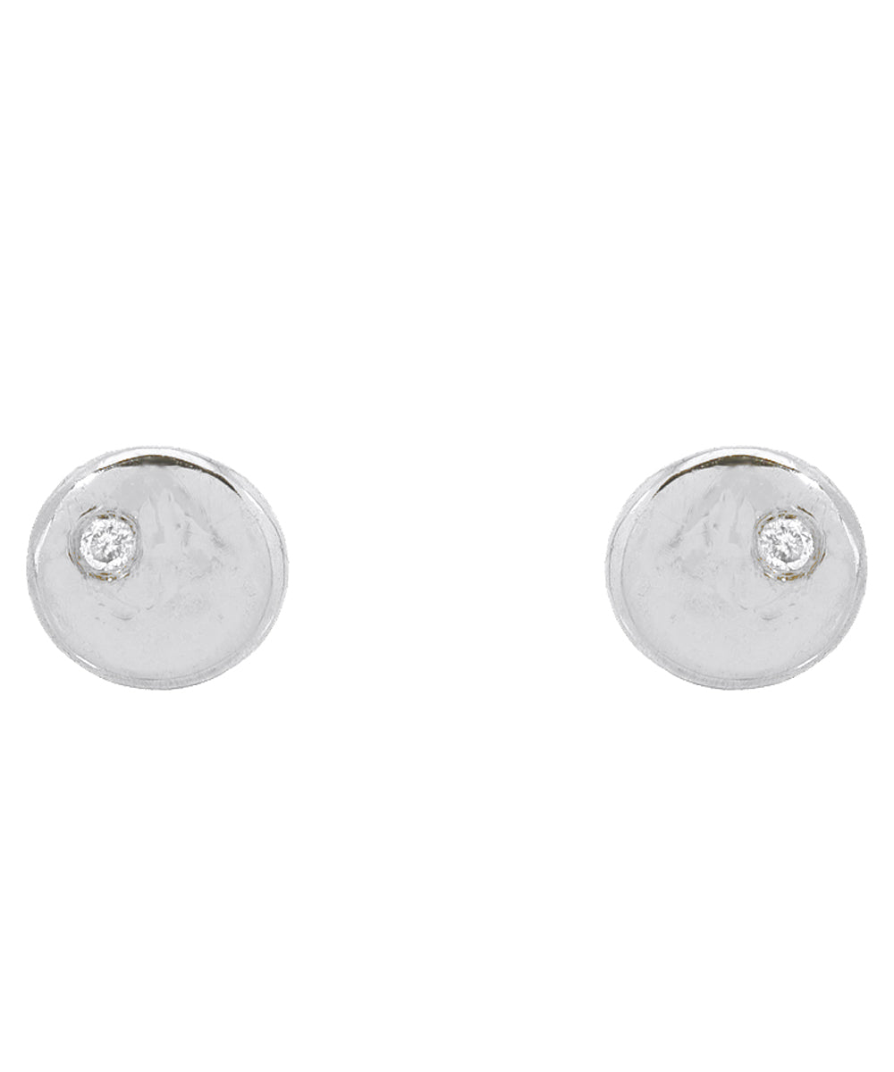 14KT Gold Disc Diamond Earring Studs 0.01 CT.