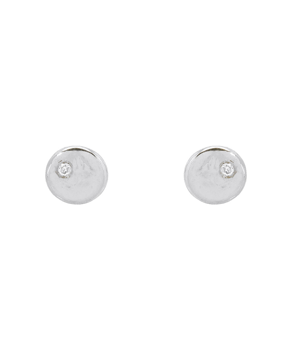 14KT Gold Disc Diamond Earring Studs 0.01 CT.