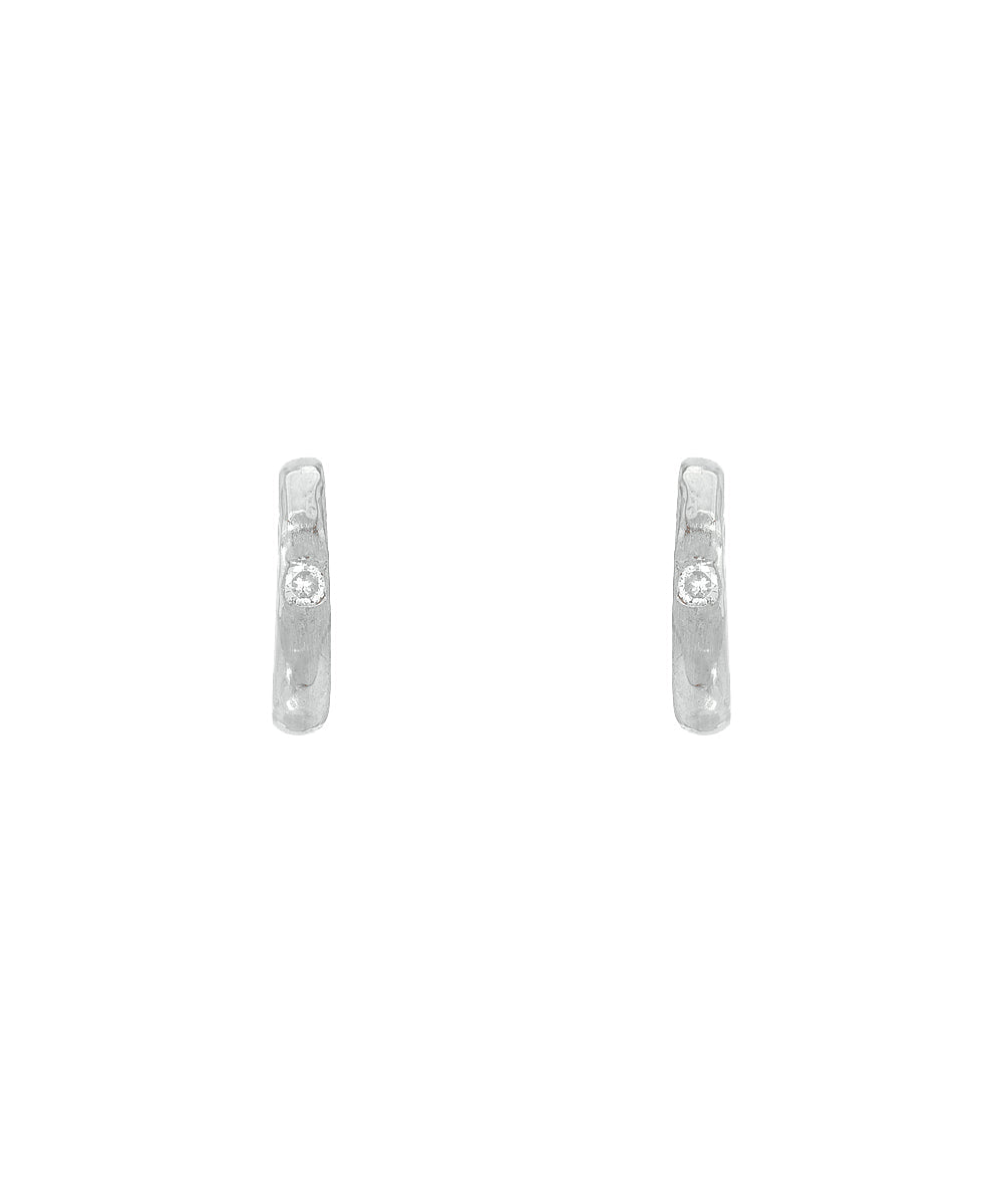 14KT Gold Rounded Bar Diamond Stud Earrings 0.01 CT.