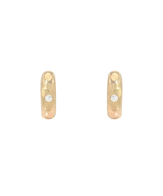 14KT Gold Rounded Bar Diamond Stud Earrings 0.01 CT.