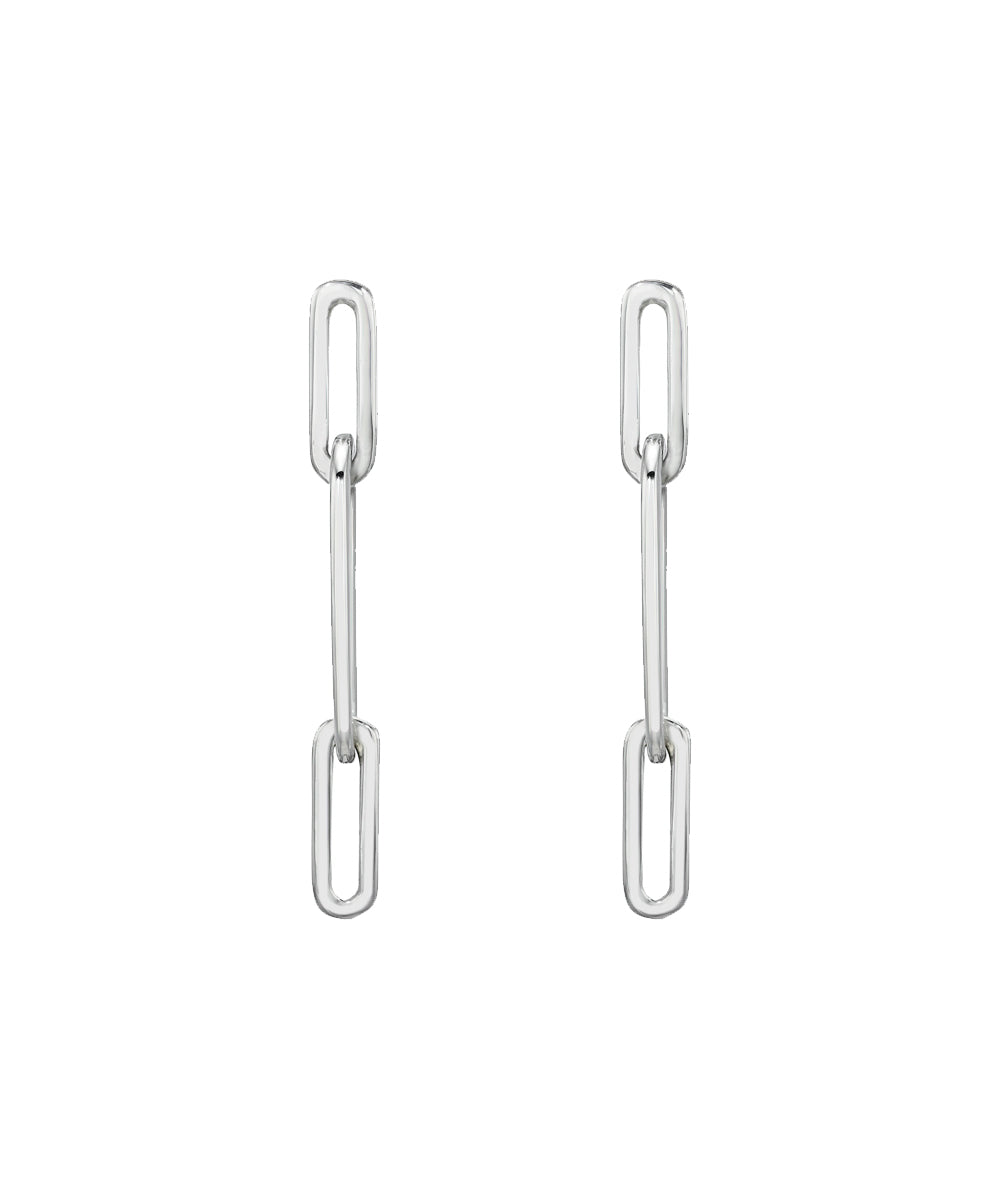 Sterling silver paperclip 1.1 inch drop paperclip link earrings.