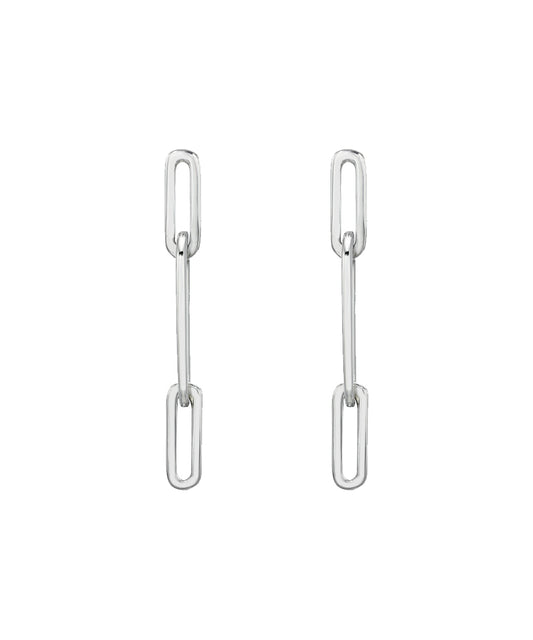 Sterling silver paperclip 1.1 inch drop paperclip link earrings.