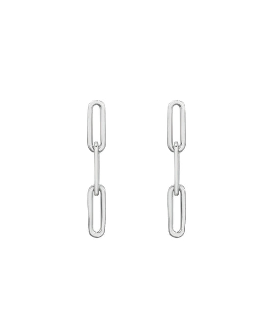 Sterling silver paperclip earrings drop link 1 inch. 