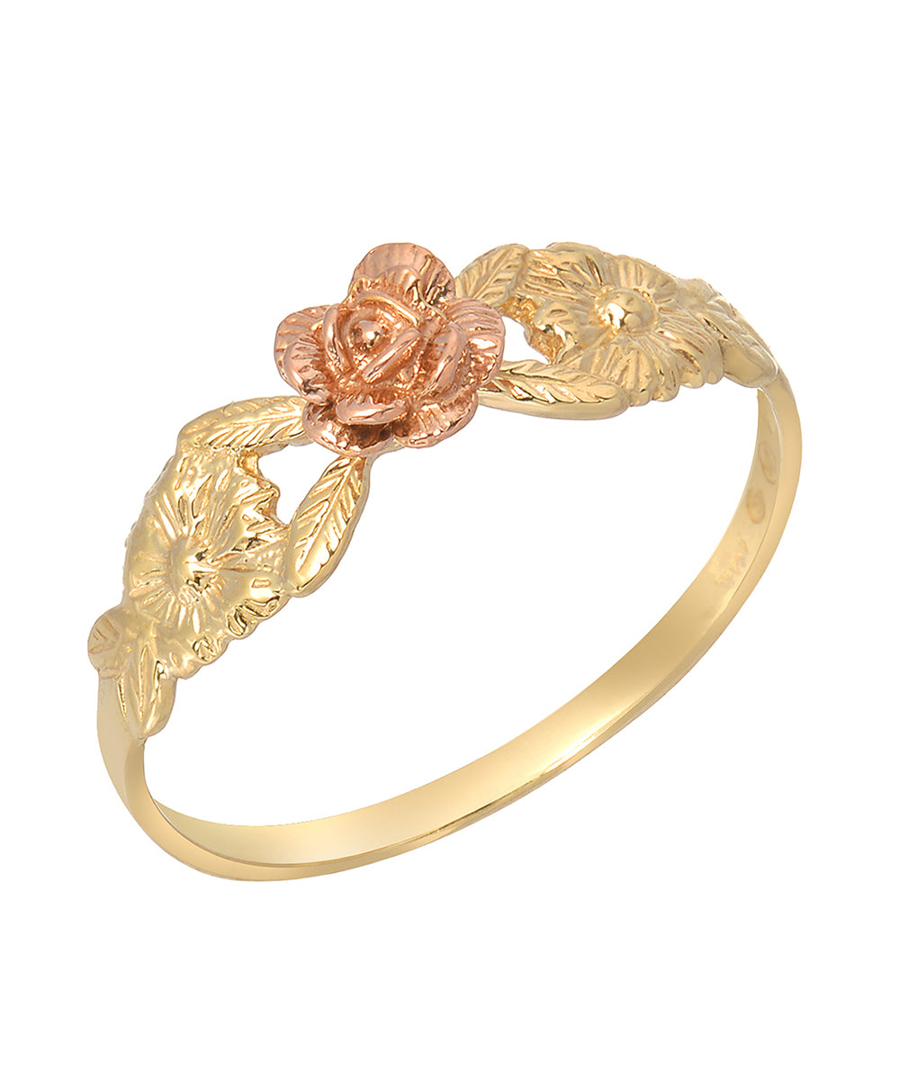 14K Yellow and Rose Gold Two Tone Flower Ring
