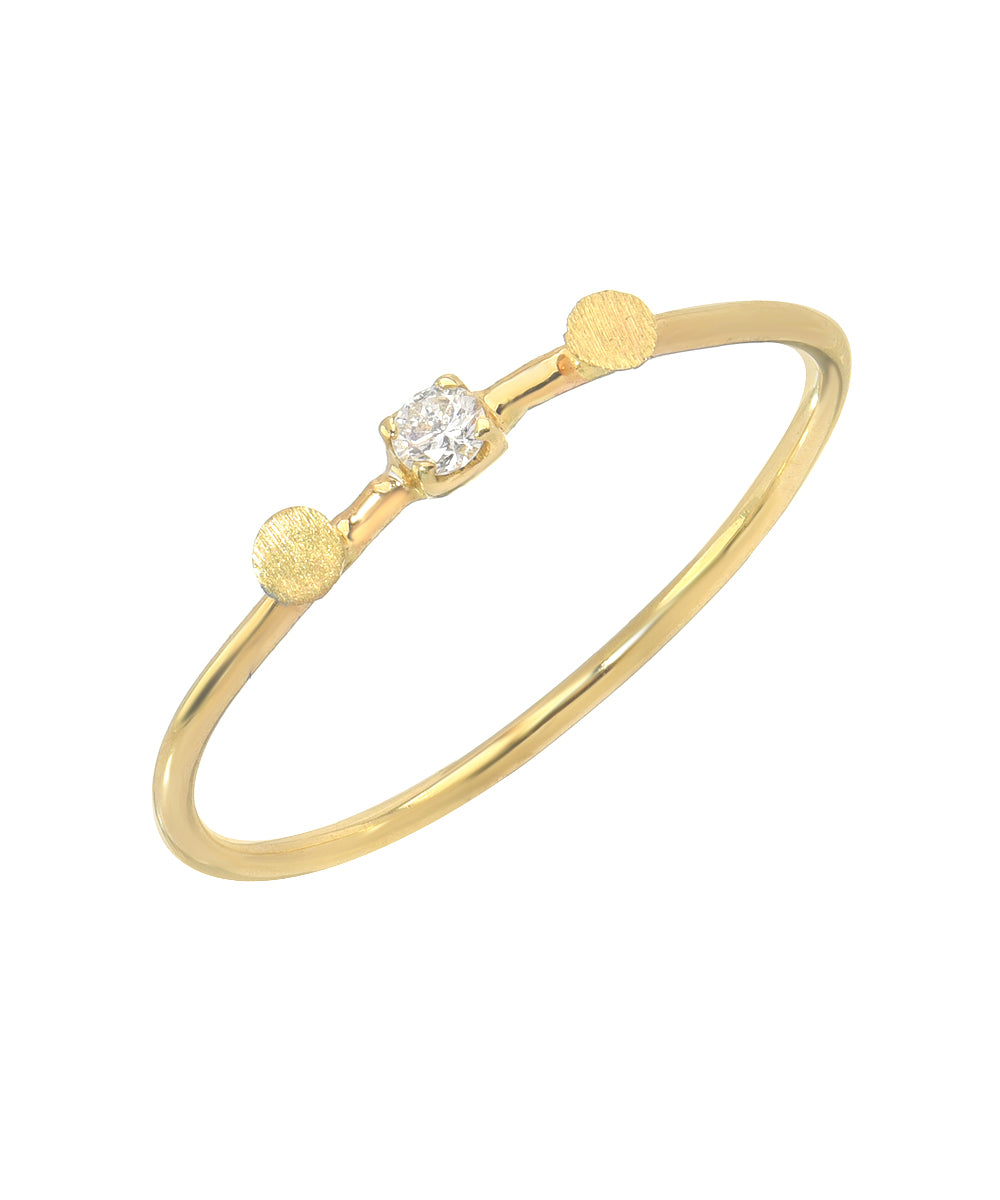 14KT Yellow Gold Paisly Doublet Diamond Ring 0.03 CT.