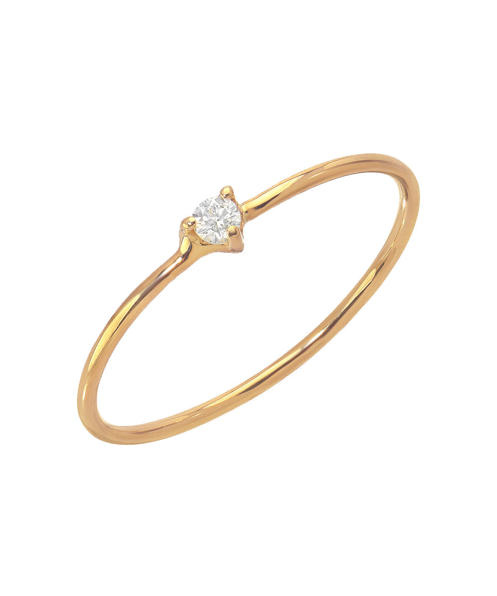 14KT Gold Three Prong Diamond Ring 0.03 CT.