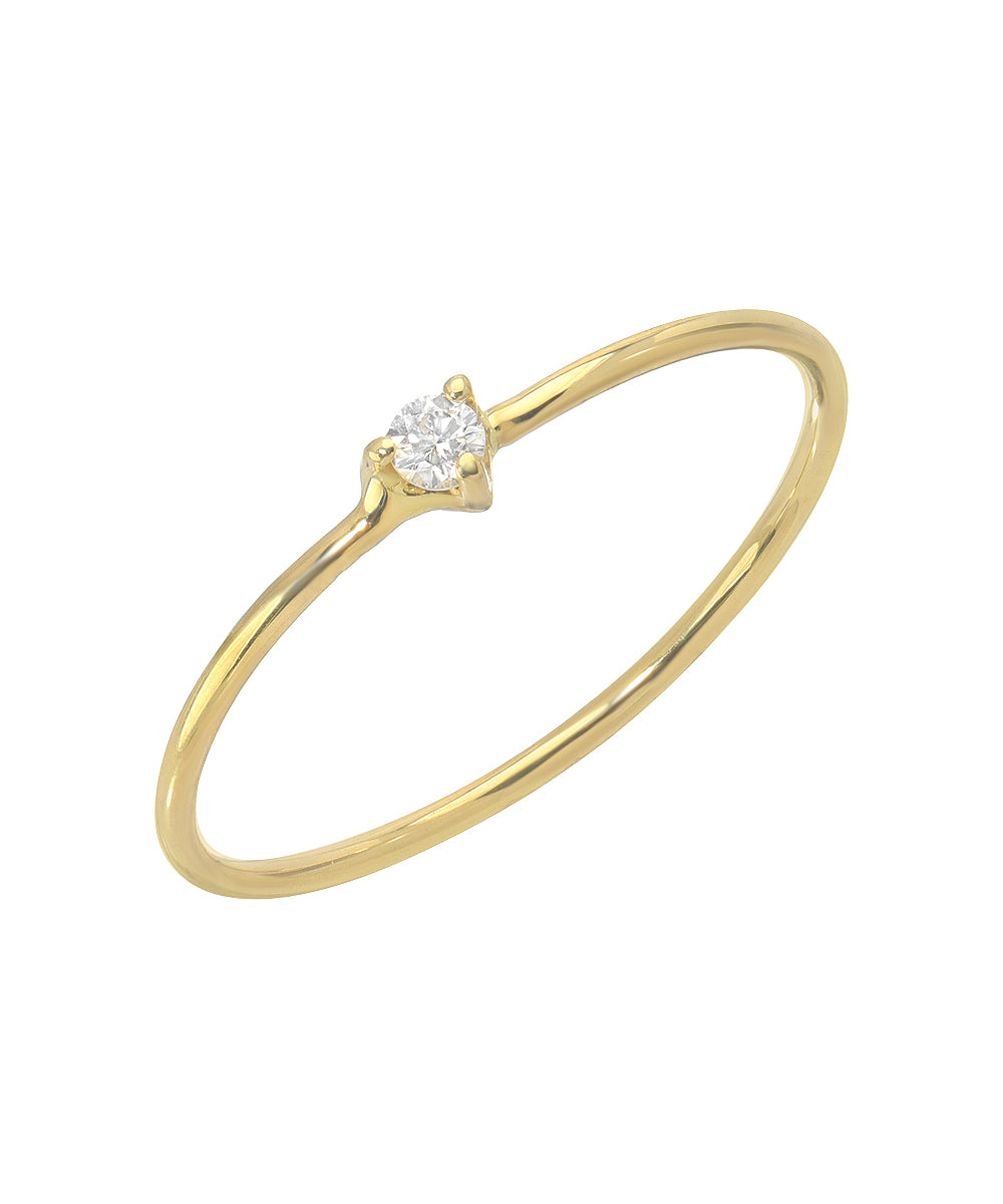 14KT Gold Three Prong Diamond Ring 0.03 CT.