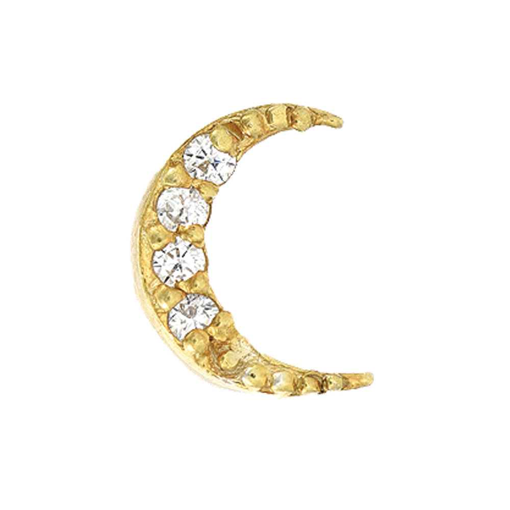14KT Yellow Gold 0.02 ct Diamond Pave Crescent Single Stud
