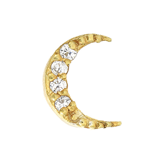 14KT Yellow Gold 0.02 ct Diamond Pave Crescent Single Stud