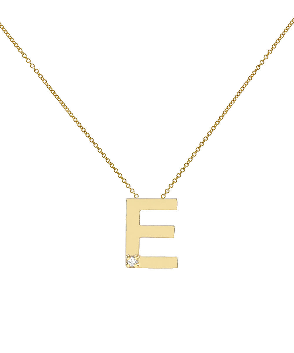 14KT Yellow Gold Letter Initial Diamond Necklace 0.005 CT