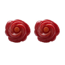 Hand Carved Natural Semi Precious Stone Flower Stud Earrings 10 mm