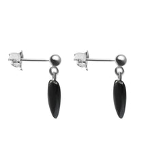 Hand Carved Natural 10 mm Heart Shaped Sterling Silver Black Onyx Drop Earrings