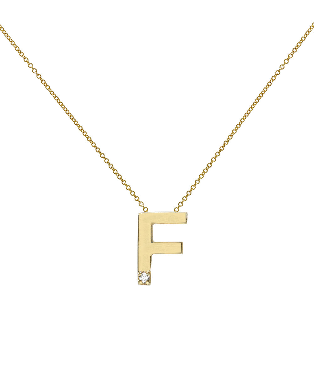 14KT Yellow Gold Letter Initial Diamond Necklace 0.005 CT