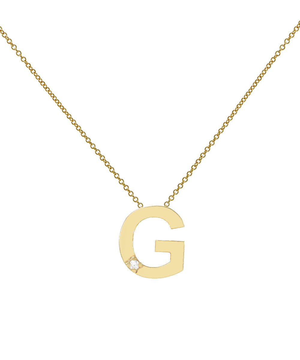 14KT Yellow Gold Letter Initial Diamond Necklace 0.005 CT