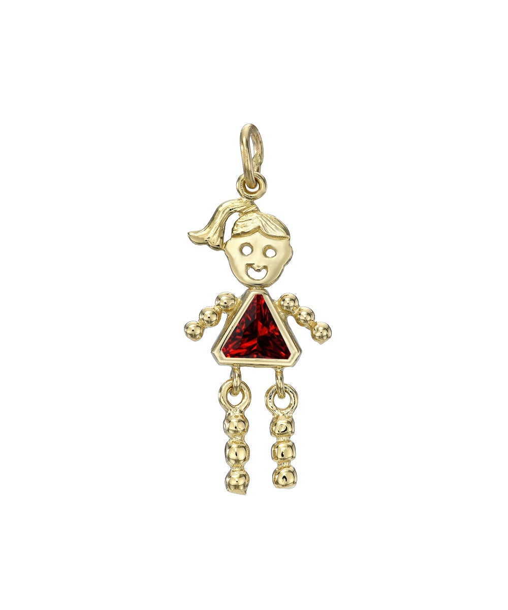 14 Karat Gold Girl Birthstone Baby Charm Only