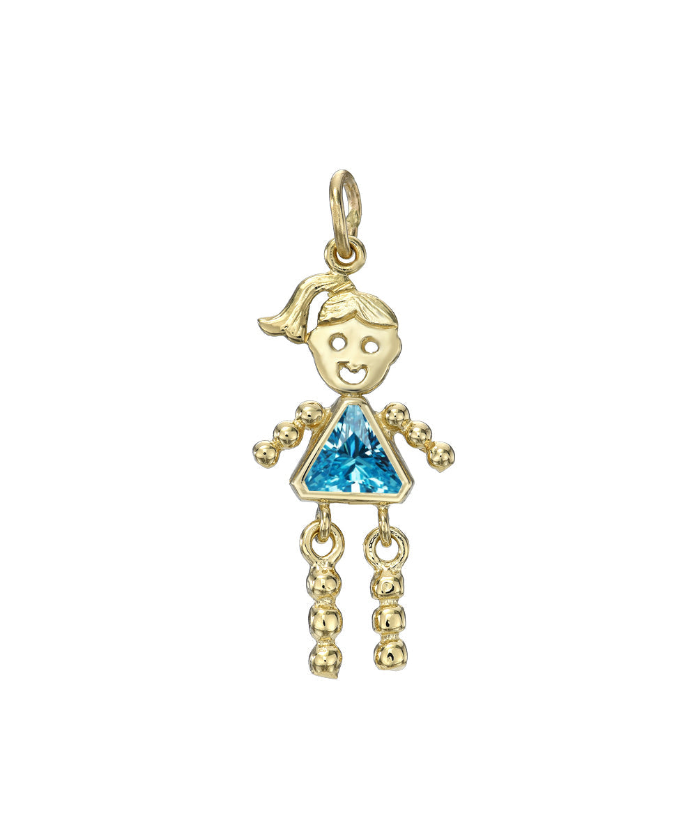 14 Karat Gold Girl Birthstone Baby Charm Only