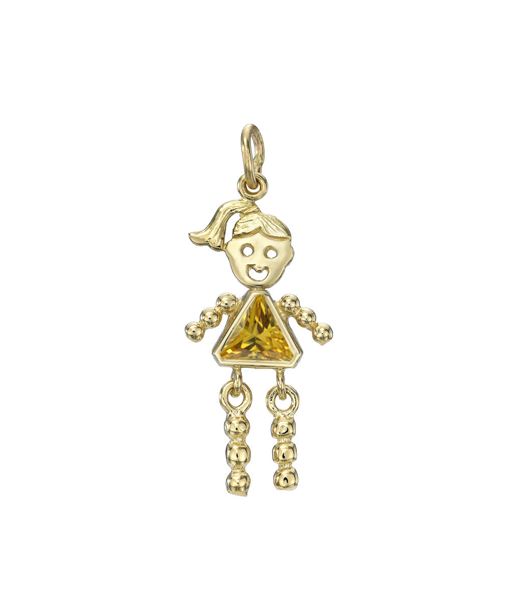 14 Karat Gold Girl Birthstone Baby Charm Only