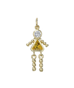 14 Karat Gold Girl Birthstone Baby Charm Only