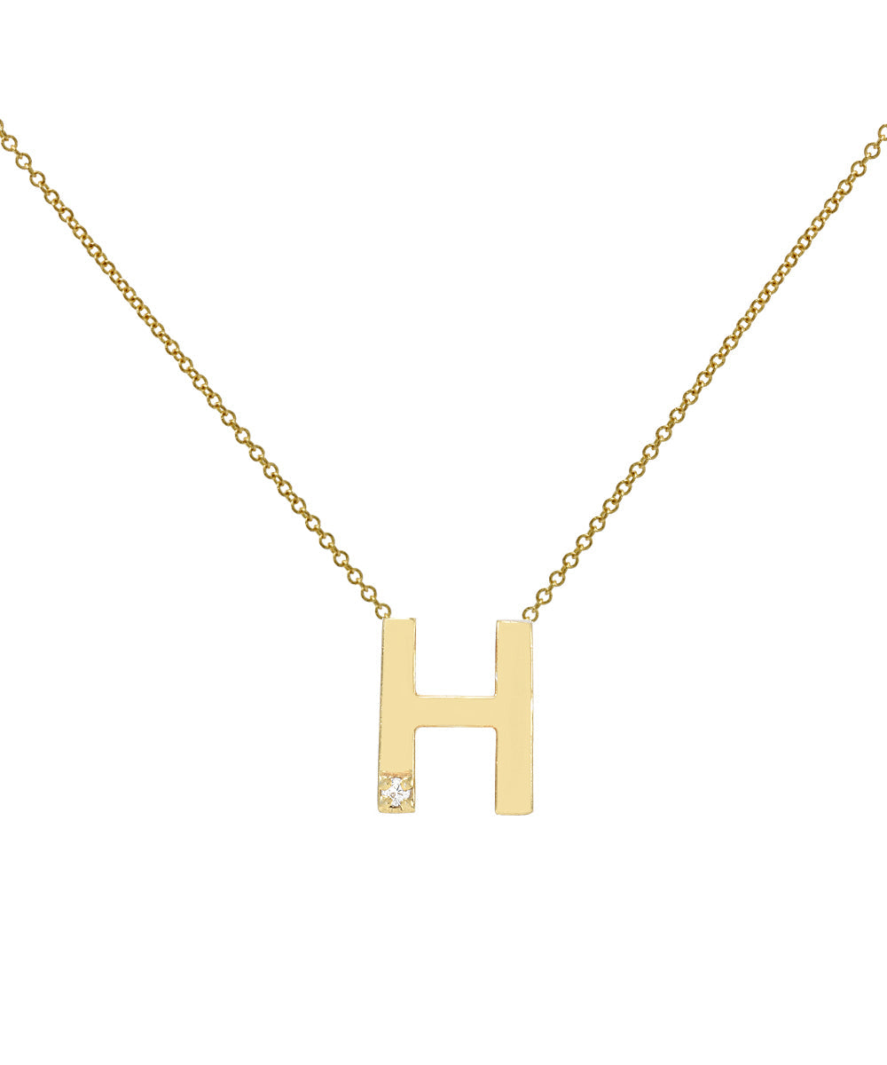 14KT Yellow Gold Letter Initial Diamond Necklace 0.005 CT