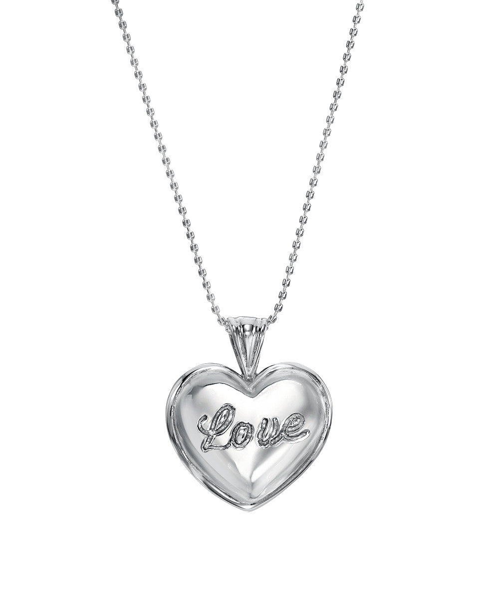 Sterling Silver Puff Heart Pendant Necklace