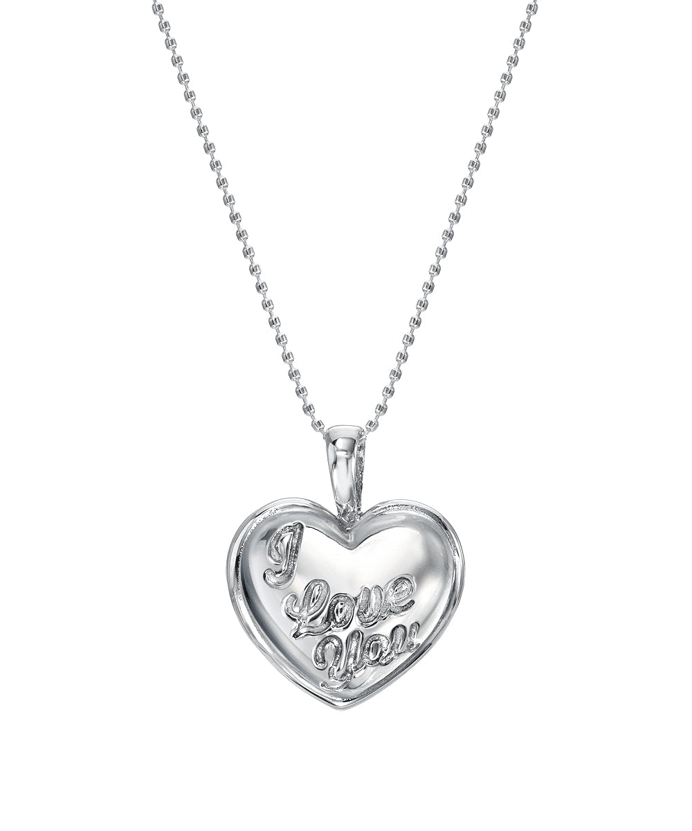 Sterling Silver Puff Heart Pendant Necklace