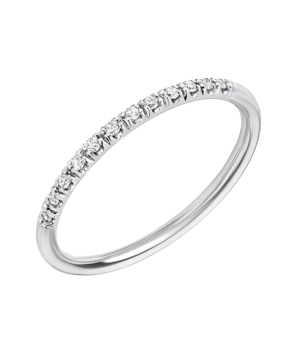 14KT Gold Round Lab Grown Diamond Scallop Prong Half Eternity Wedding Band